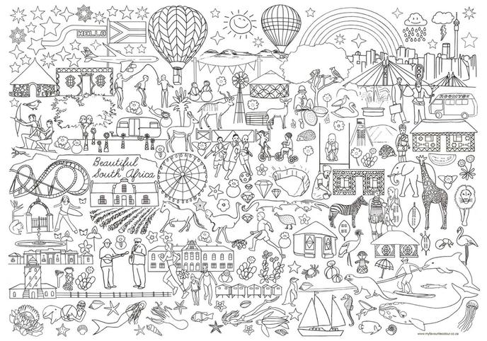 NEW: BEAUTIFUL SOUTH AFRICA COLOURING-IN POSTERS!